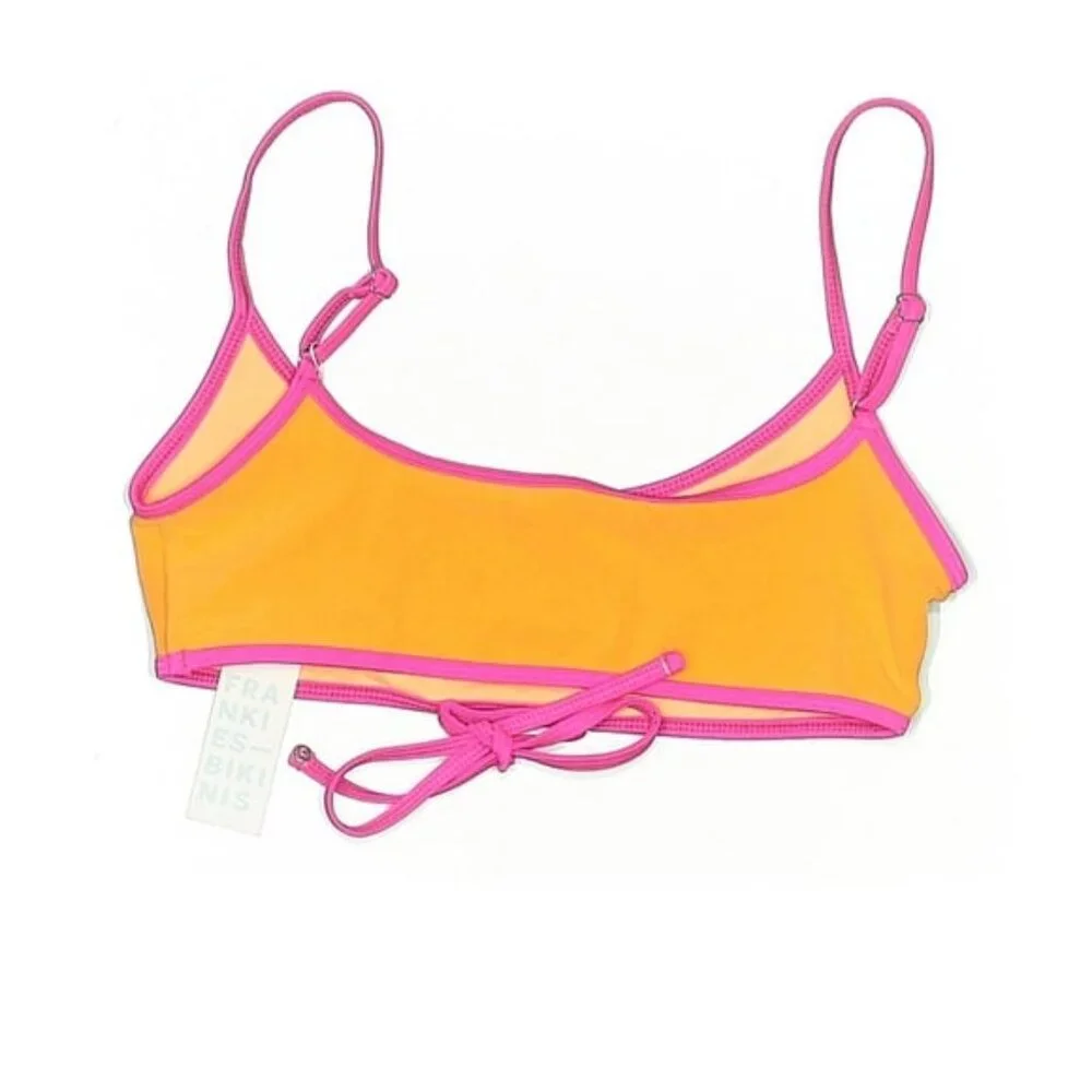 NWT Frankies Bikinis Waco Terry Bralette Bikini Top in Sundown (Orange & Pink)